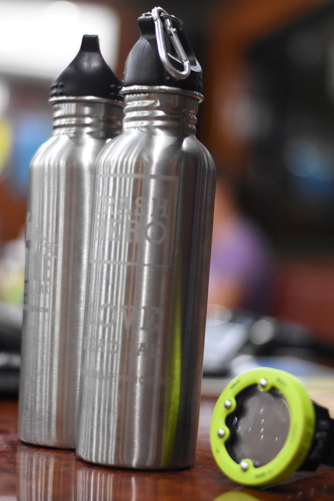 Re usable Big Blue Stainless Water Bottles
