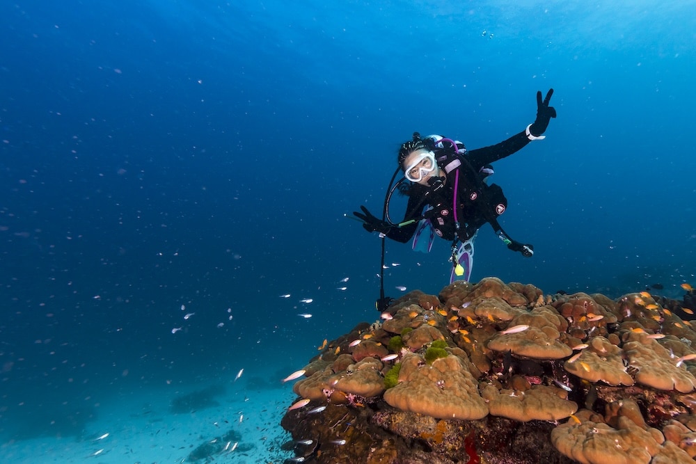 Diver underwater in the Similan Islands